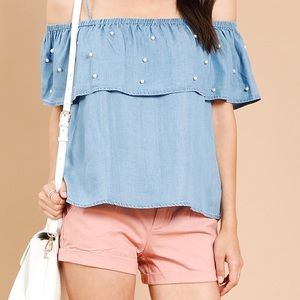 Off-the-Shoulder Pearly Top